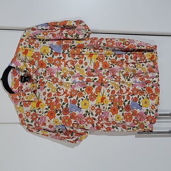 Disney Winnie The Pooh Floral Print Button Down Shirt Size S/M - Picture 3 of 7